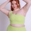 EASEDK01 Girlfriend Collective Bianca One Shoulder Bra - Key Lime