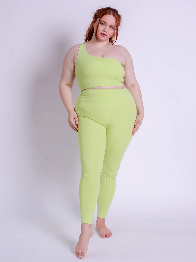 EASEDK01 Girlfriend Collective Bianca One Shoulder Bra - Key Lime 6 EASEDK01 Girlfriend Collective Bianca One Shoulder Bra - Key Lime