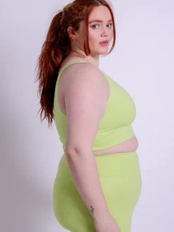 EASEDK01 Girlfriend Collective Bianca One Shoulder Bra - Key Lime 8 EASEDK01 Girlfriend Collective Bianca One Shoulder Bra - Key Lime