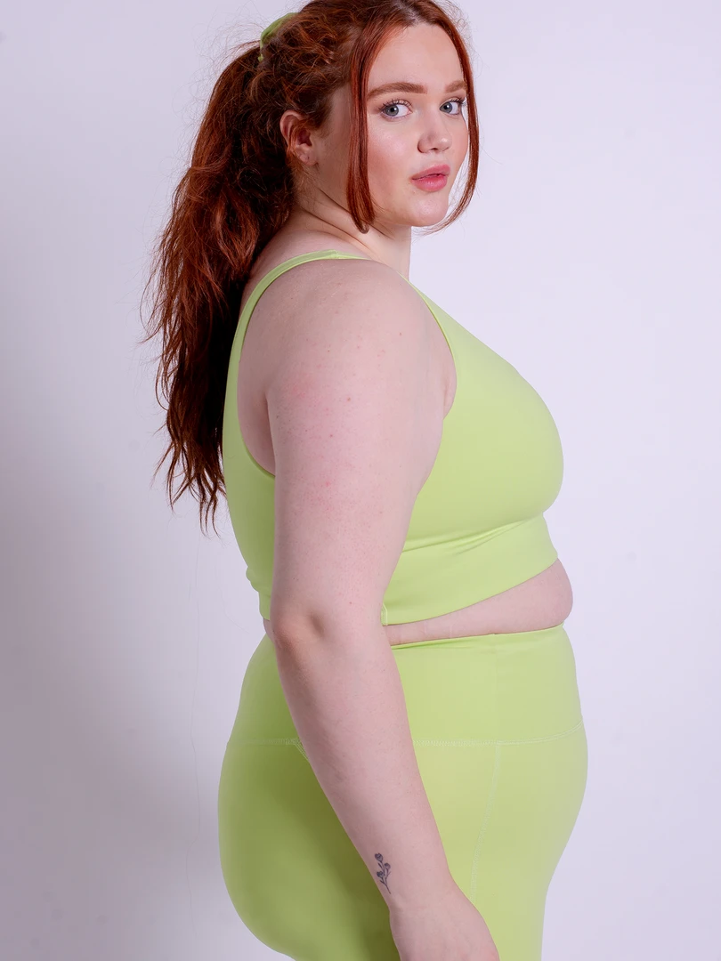 EASEDK01 Girlfriend Collective Bianca One Shoulder Bra - Key Lime 5 EASEDK01 Girlfriend Collective Bianca One Shoulder Bra - Key Lime