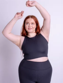 EASEDK01 Girlfriend Collective Rib Dylan Bra - Black New In