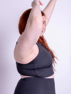 EASEDK01 Girlfriend Collective Rib Dylan Bra - Black New In