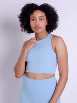 EASEDK01 New In Girlfriend Collective Rib Dylan Bra - Bluebell