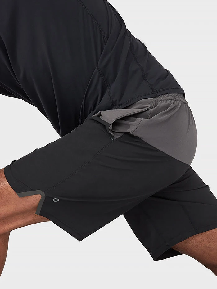 MANDUK01 Manduka Lunge Lined Short - Black Colourblock Clothing 5 MANDUK01 Manduka Lunge Lined Short - Black Colourblock Clothing