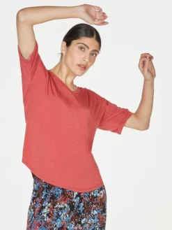 BRAINT01 Thought Eliza Seacell Tee - Persimmon Red Ethical & Eco-Friendly Gifts
