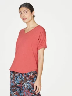 BRAINT01 Thought Eliza Seacell Tee - Persimmon Red Ethical & Eco-Friendly Gifts