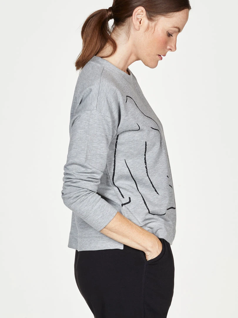 BRAINT01 Clothing Thought Life Drawing Bamboo Fleece Sweater - Grey Marle 5 BRAINT01 Clothing Thought Life Drawing Bamboo Fleece Sweater - Grey Marle