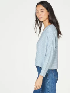 BRAINT01 Thought Isobel Bamboo Batwing Sleeve Top - Foam Blue