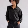 EASEDK01 Clothing Girlfriend Collective Hummingbird Half Zip Windbreaker - Black