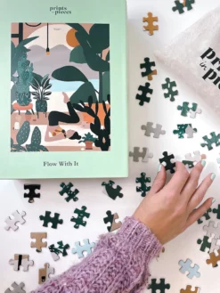 PRINTS01 Prints In Pieces Jigsaw Puzzle 500 Pieces - Flow With It Yoga & Meditation GIfts