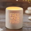 LUNALI01 Wellbeing & Lifestyle Yogamatters Handmade Porcelain Tea Light Holder - Free Your Mind 2 LUNALI01 Wellbeing & Lifestyle Yogamatters Handmade Porcelain Tea Light Holder - Free Your Mind
