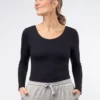 SINEAD01 Clothing Gossypium Scoop Long Sleeve Bodysuit - Black 2 SINEAD01 Clothing Gossypium Scoop Long Sleeve Bodysuit - Black