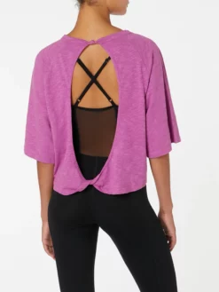 FROSTL01 Clothing Frost Body Iris Bhakti Open Back Tee - Raspberry