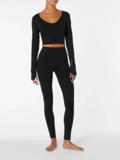 FROSTL01 Frost Body Mudra Long Sleeved Crop Tee - Black