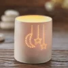 LUNALI01 Yogamatters Handmade Porcelain Tea Light Holder - Moon + Stars 1 LUNALI01 Yogamatters Handmade Porcelain Tea Light Holder - Moon + Stars