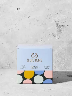 ANDSIS01 Wellbeing & Lifestyle &Sisters Organic Cotton Pads With Wings X 12 - Heavy