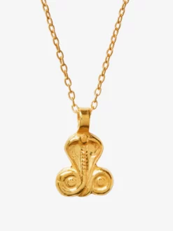 GODDES01 Goddess Charms Sacred Serpent Pendant Necklace - Gold