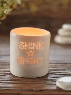 LUNALI01 Wellbeing & Lifestyle Yogamatters Handmade Porcelain Tea Light Holder - Shine Bright