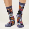 BRAINT01 Thought Abstract Floral Organic Cotton Socks - Blueberry Blue