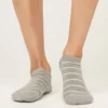 BRAINT01 Thought Classic Stripe Bamboo Trainer Socks - Mid Grey Marle Clothing