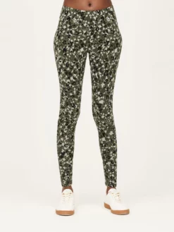 BRAINT01 Thought Pepita Bamboo Floral Leggings - Green