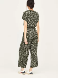 BRAINT01 Clothing Thought Pepita Bamboo Wrap Front Jumpsuit - Green