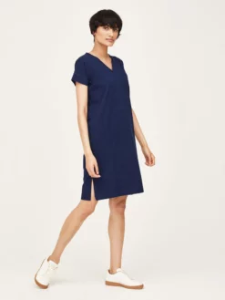 BRAINT01 Thought Organic Cotton T-shirt Dress - Denim Blue Clothing