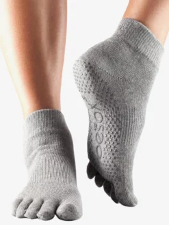 YOGAMA02 Toesox Grip Full Toe Ankle - Heather Grey