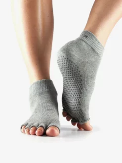 YOGAMA02 Toesox Grip Half Toe Ankle - Heather Grey Clothing