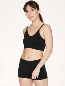 BRAINT01 Thought Recycled Nylon Seamless Bralet - Black Clothing