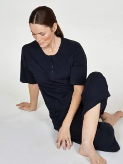 BRAINT01 Thought Lettice GOTS Organic Cotton Pyjamas - Navy