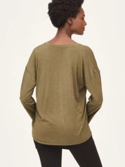 BRAINT01 Thought Naturally Soft SeaCell V-Neck Tee - Olive Green Clothing
