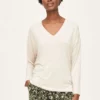 BRAINT01 Thought Naturally Soft Long Sleeve SeaCell Top - Vanilla Cream Clothing