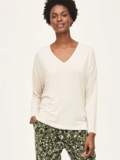BRAINT01 Thought Naturally Soft Long Sleeve SeaCell Top - Vanilla Cream Clothing