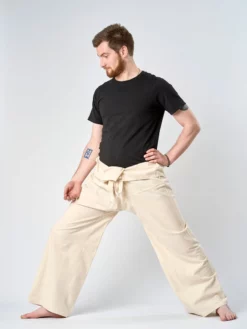 LOYALE01 Yogamatters Thai Fisherman's Organic Cotton Trousers - Natural - Tall