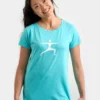 YOGARU01 Yogaru Women's Warrior 2 T-Shirt - Turquoise Clothing 1 YOGARU01 Yogaru Women's Warrior 2 T-Shirt - Turquoise Clothing