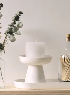 AERYLT01 Aery Porcini Candle Holder Medium - White Meditation Equipment