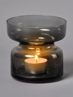 AERYLT01 Aery Copenhagen Glass Tea Light Holder - Onyx