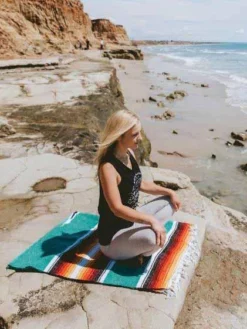 WESTPA01 West Path Baja Diamond Yoga Blanket - Turquoise Sunset