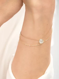 WANDER01 Wanderlust Gold & Silk Sea Glass Chalcedony Bracelet