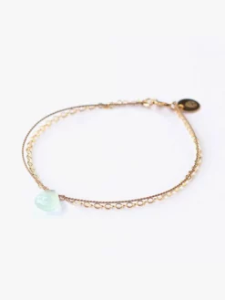 WANDER01 Wanderlust Gold & Silk Sea Glass Chalcedony Bracelet