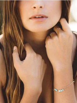 WANDER01 Wanderlust Gold & Silk Turquoise Beaded Bracelet Wellbeing & Lifestyle