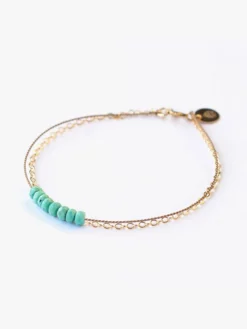 WANDER01 Wanderlust Gold & Silk Turquoise Beaded Bracelet Wellbeing & Lifestyle