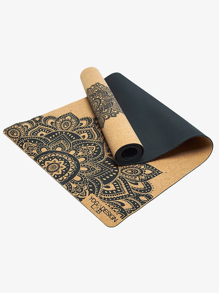 YDLAB01 Yoga Design Lab Cork Mat - Mandala Black 4 YDLAB01 Yoga Design Lab Cork Mat - Mandala Black
