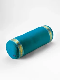 LOYALE01 Yoga Bolsters And Cushions Yogamatters Organic Cotton Gold Trim Bolster - Ocean Green