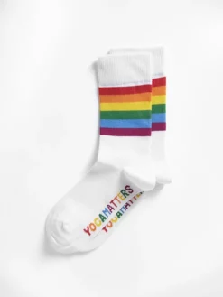 KOMOD01 With Love... Yogamatters Organic Cotton Men's Pride Socks - White